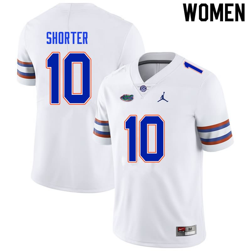 Women's NCAA Florida Gators Justin Shorter #10 Stitched Authentic Nike White College Football Jersey PTD8665ZV